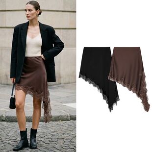 lace 女士纯色不对称蕾丝半身裙 asymmetrical color skirt Solid