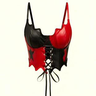 女士印花束腰胸衣吊带背心Women's waist cinching corset straps