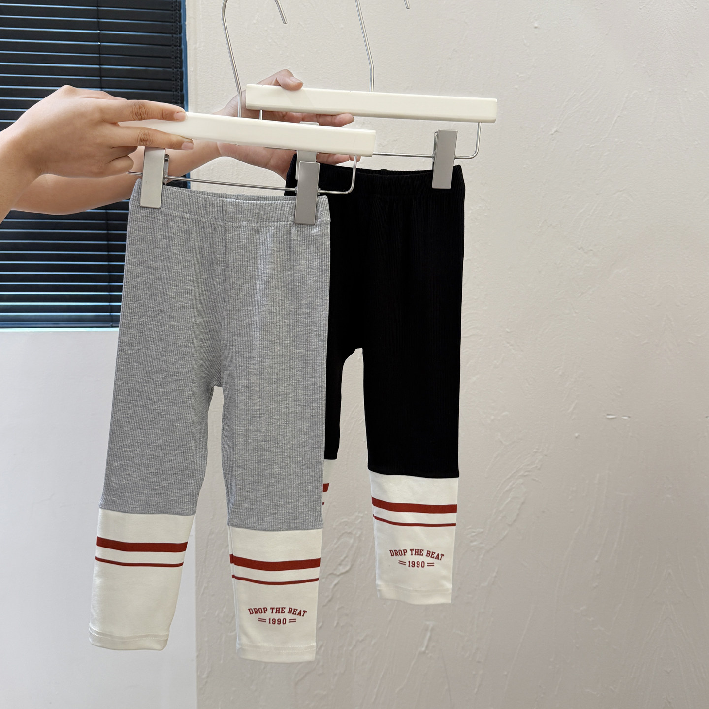 春季新款女童潮款条纹拼接打底裤女宝宝韩版休闲洋气儿童裤子童装