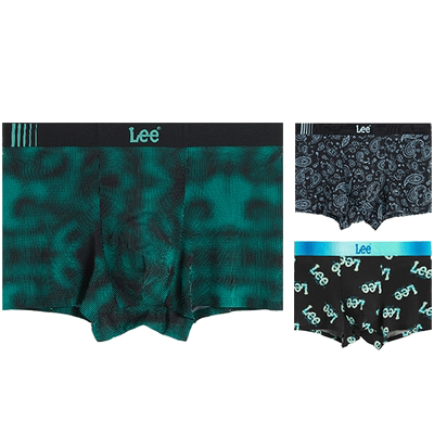 Lee男士冰丝内裤夏季四角中腰超薄透气无痕印花运动冰爽舒适内裤