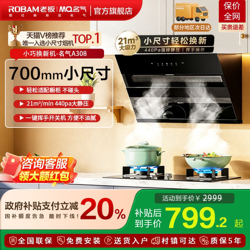 名气小尺寸抽油烟机A308老板出品