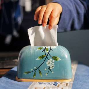 中国风创意纸抽盒复古纸巾盒家用客厅茶几餐桌陶瓷抽纸盒 高档中式