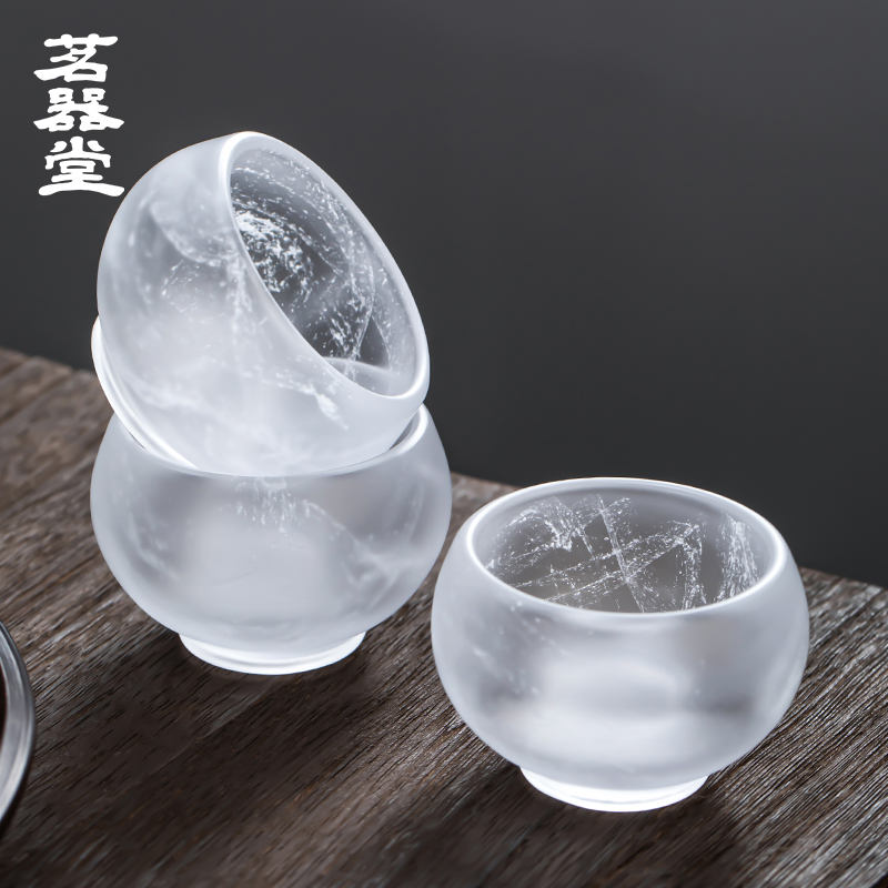 茗器堂飘花琉璃品茗杯高档冰冻烧功夫茶杯喝茶小杯子耐热加厚建盏