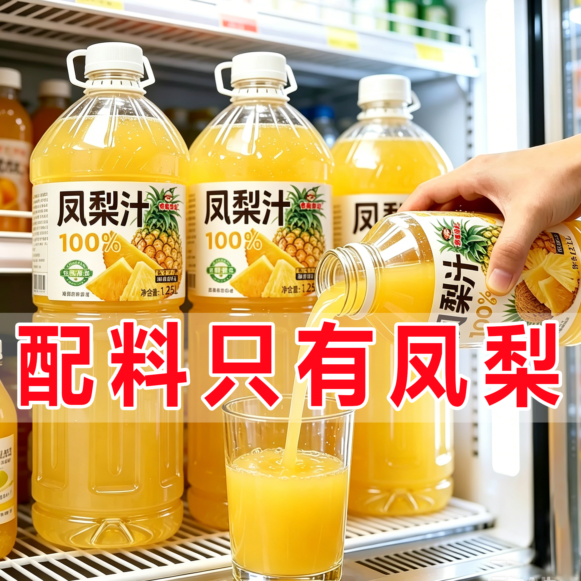 【100%凤梨汁】大瓶5斤装解腻0添加剂0色素0防腐剂VC果汁新日期