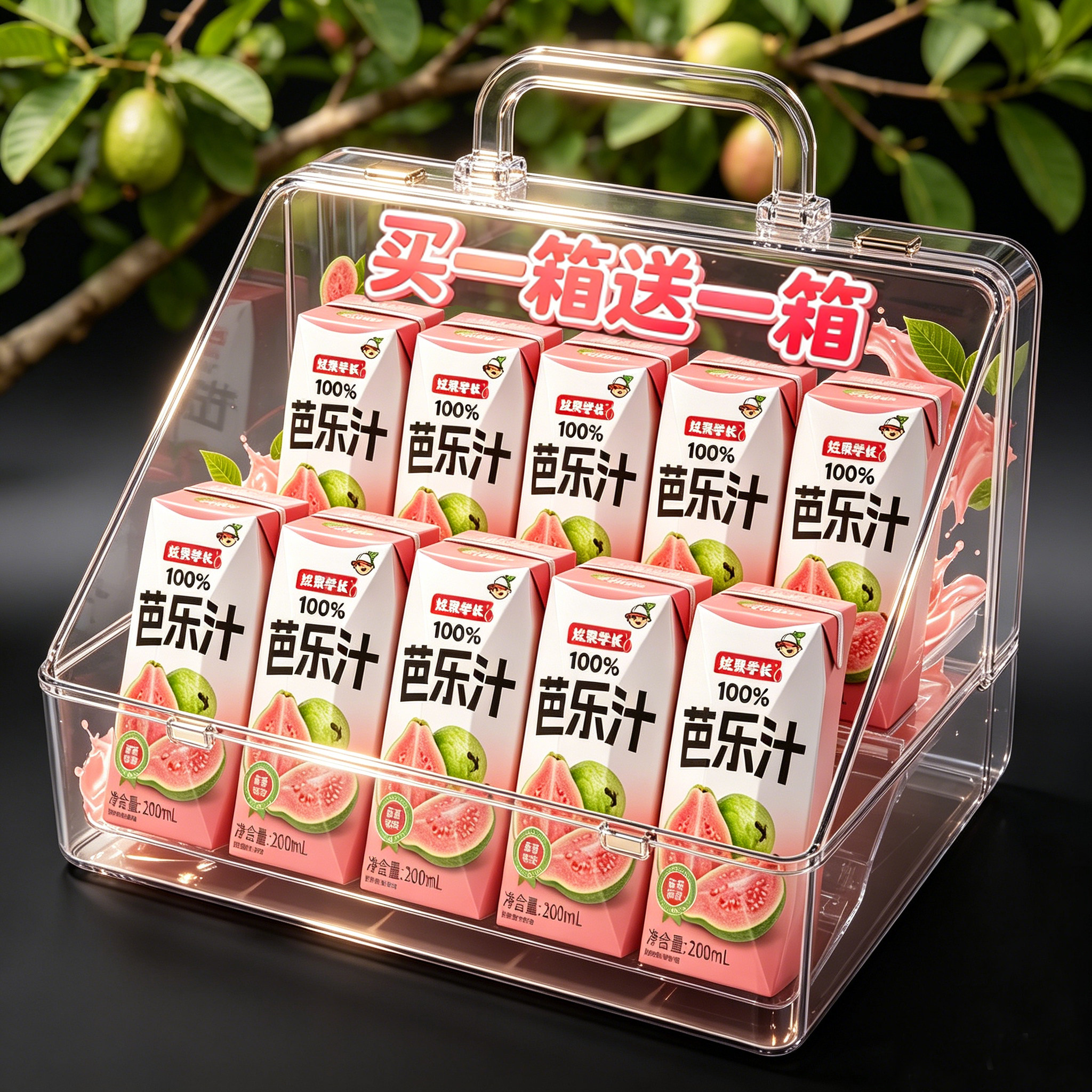 【买一送一】100%芭乐汁200ml*12盒果汁整箱解腻酸甜夏日解渴饮料