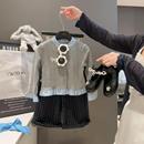 韩版 开衫 毛衣可爱花边潮流纯色上衣加工定制 女童秋冬款 儿童打底衫