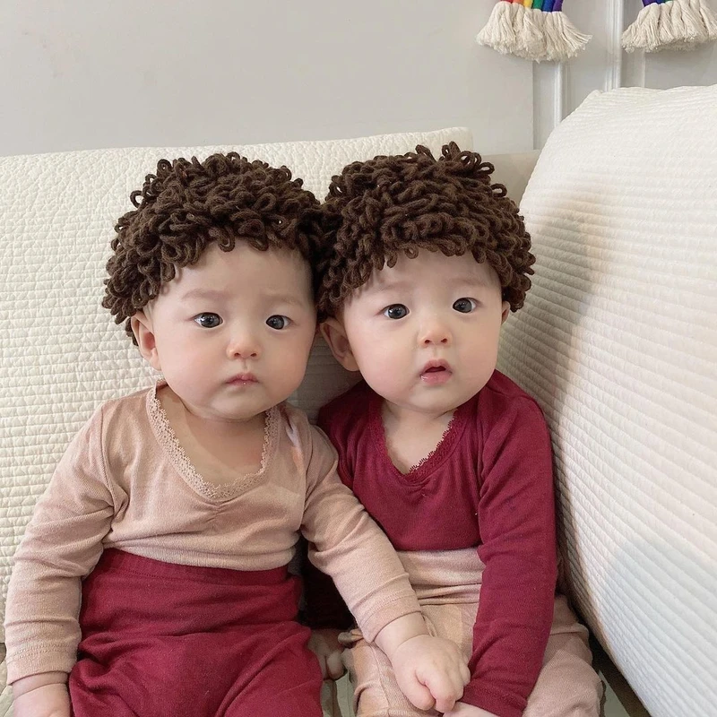 秋冬婴儿可爱泡面头保暖套头帽