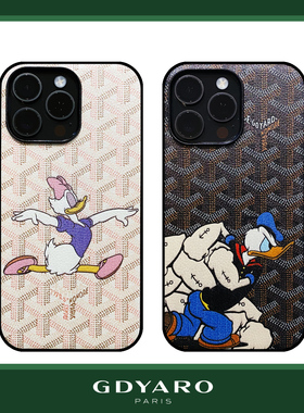 巴黎狗牙唐老鸭黛丝适用苹果13/14/15/16pro全包皮壳情侣手机壳防摔iPhone14plus/15promax斜跨保护套12/mini