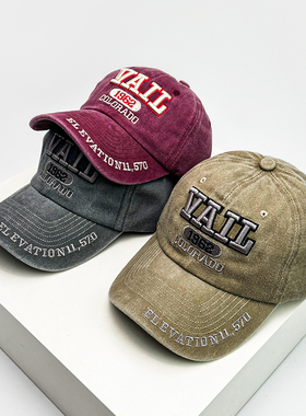 新款美式复古刺绣VALL字母棒球帽子男女遮阳户外显脸小时尚鸭舌帽
