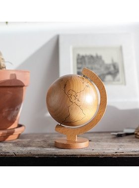 kikkerland WOOD GLOBE 地铁木摆件
