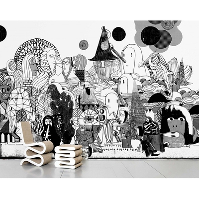 法国Moustache Langdale pikes 城市个性豆豆眼卡通壁纸墙纸进口