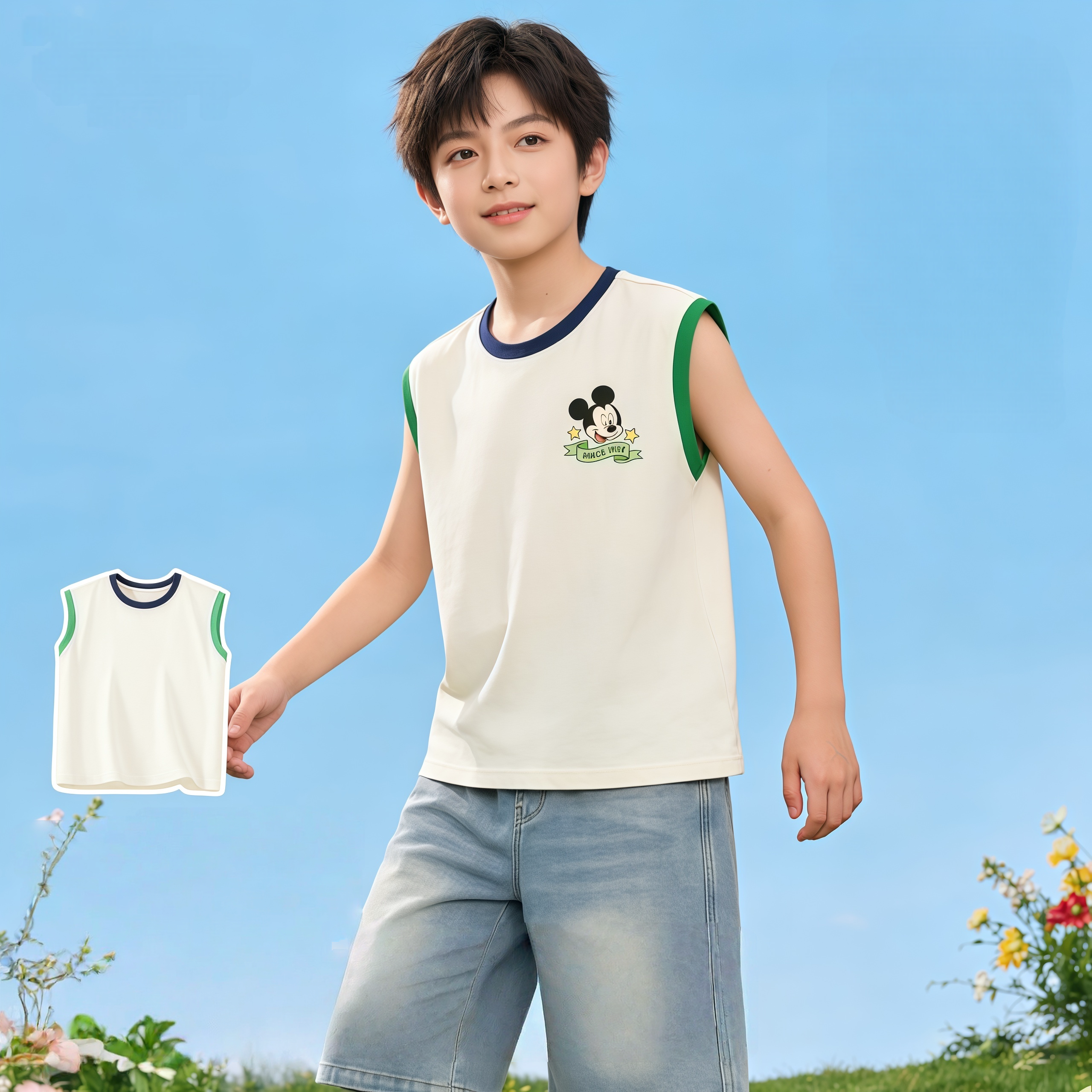 迪士尼男童7A抗菌凉感舒适背心