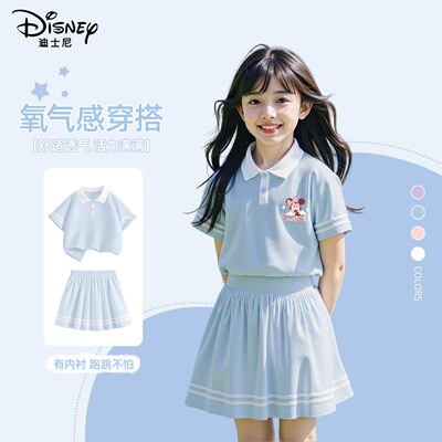 迪士尼夏季女童运动Polo短袖套装