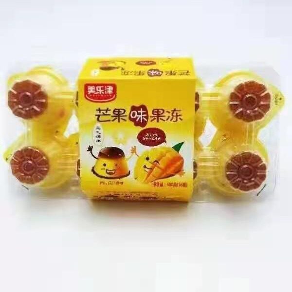 休闲零食品 美乐津鸡蛋果冻400g牛奶味芒果味 整箱拍12版
