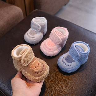 秋冬季婴儿棉鞋步前鞋0到1岁男女宝宝小月龄加绒保暖软底6-12个月
