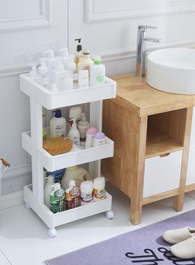 塑料多功能置物架果蔬储物架多层厨房浴室收纳架大号带滑轮