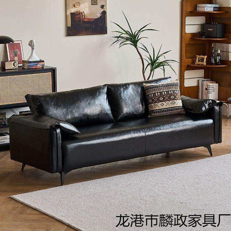 黑色沙发小户型客厅现代简约公寓卧室出租房复古油蜡皮艺双人沙发,洗护清洁剂/卫生巾/纸/香薰,商用空气治理/芳香用品,淘宝优惠券,粉丝福利购,淘宝优惠卷