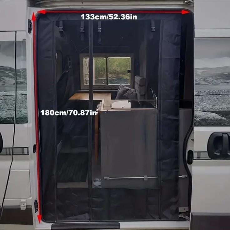 热卖180*133房车门帘透气防蚊虫门帘带拉链特斯林网强胶款