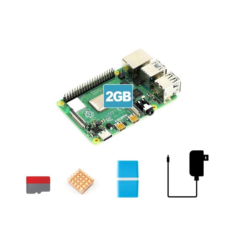 微雪树莓派4代B入门套餐含Pi4B-2/4/8GB16GSD卡散热片电源等
