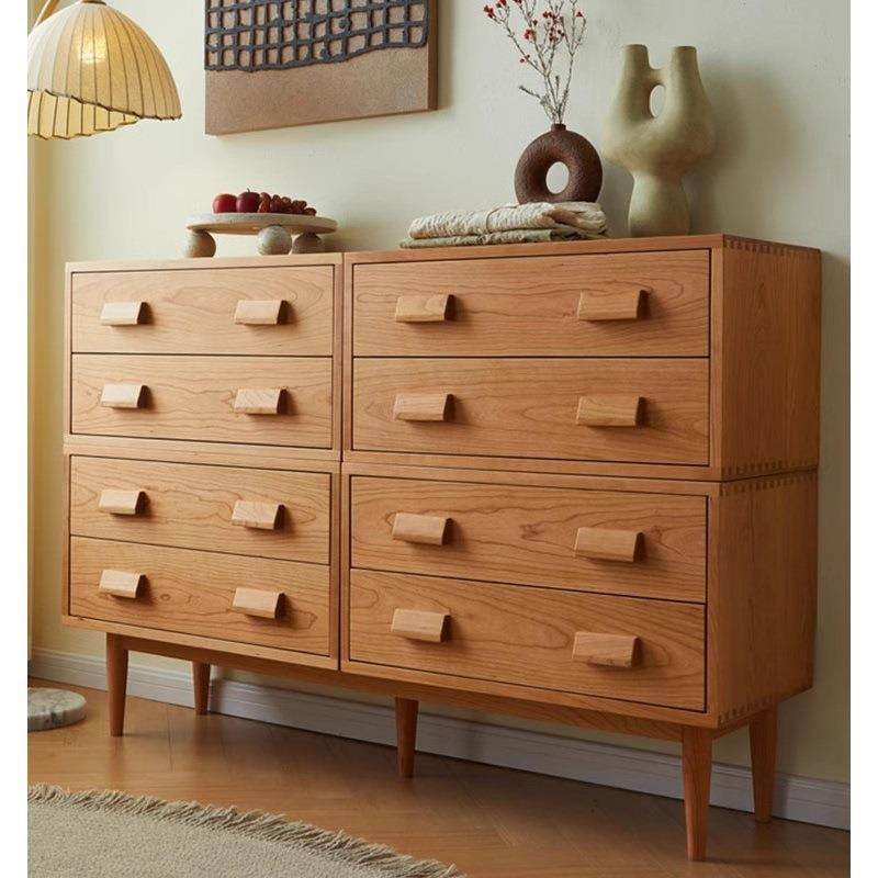 全实木八斗柜客厅立柜靠墙日式樱桃木抽屉柜卧室收纳储物柜子