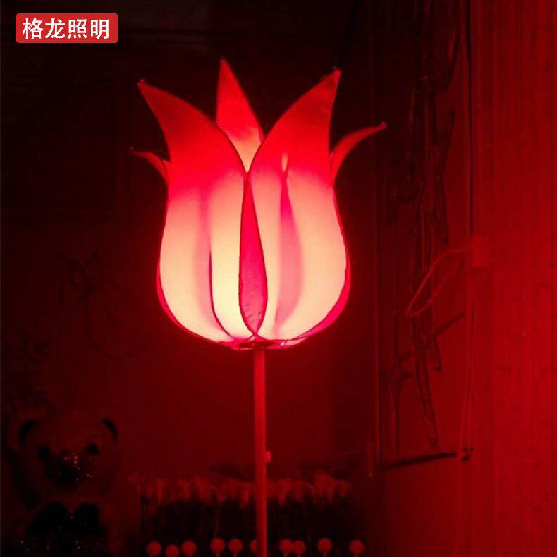 LED玫瑰花灯发光仿真花景观灯庭院花园插地草坪灯节日布置装饰灯