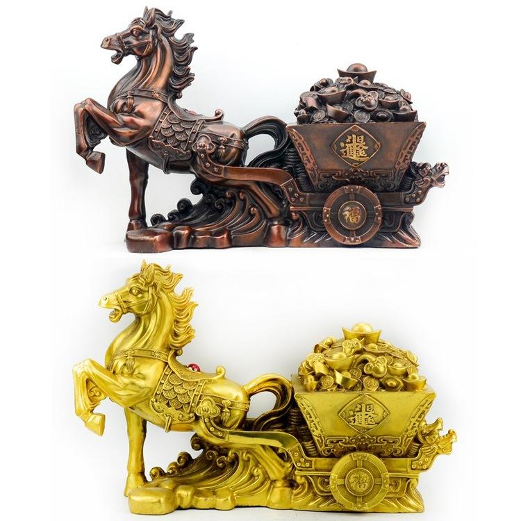 精工铜满载而归大号马拉元宝车摆件办公室摆设