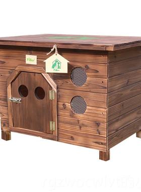 新款FBER范狗博化实木户外室内平顶木狗窝屋碳猫窝狗笼宠物窝I狗