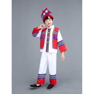 新款新蹈款儿童仫佬族服装男女少童舞演出服数民族儿舞台幼合唱表
