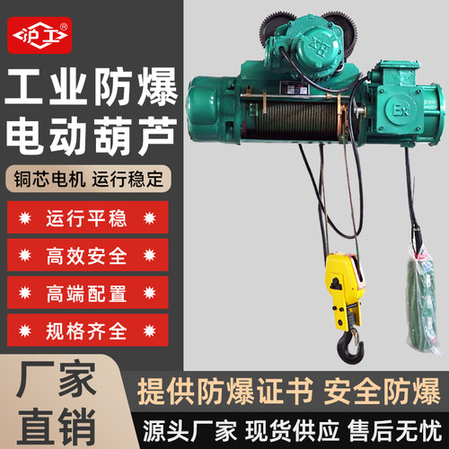 沪工防爆电动葫芦1/2/3/5/10吨6/9米钢丝绳葫芦三级/四级防爆葫芦
