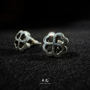 百搭时尚 个性 clover四叶草系列幸运耳钉男女款 925纯银复古Lucky