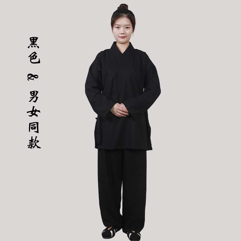 新款武当道服斜襟三清领道士服装男秋季道袍道士服女道领禅服居士