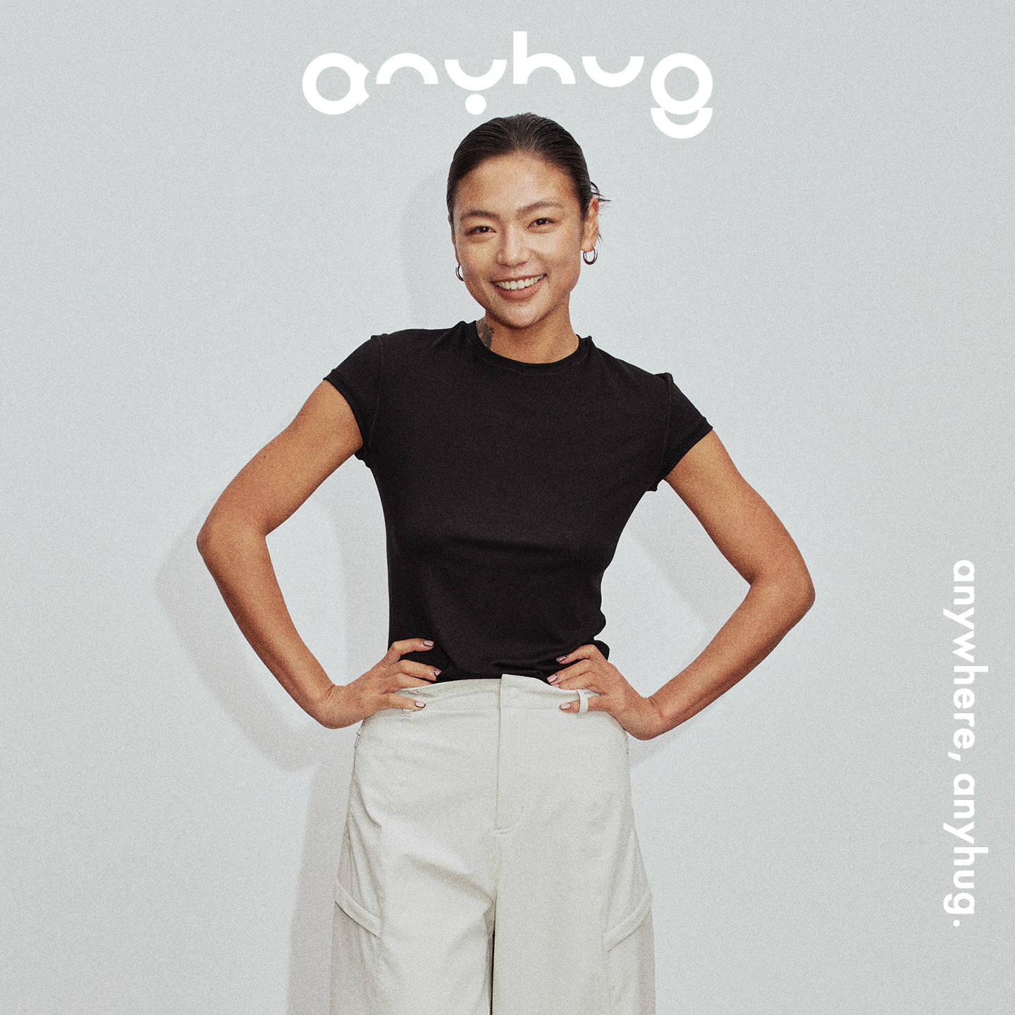 AnyHug 莱赛尔修身正肩短袖T恤女夏季健身运动显瘦打底短款上衣服