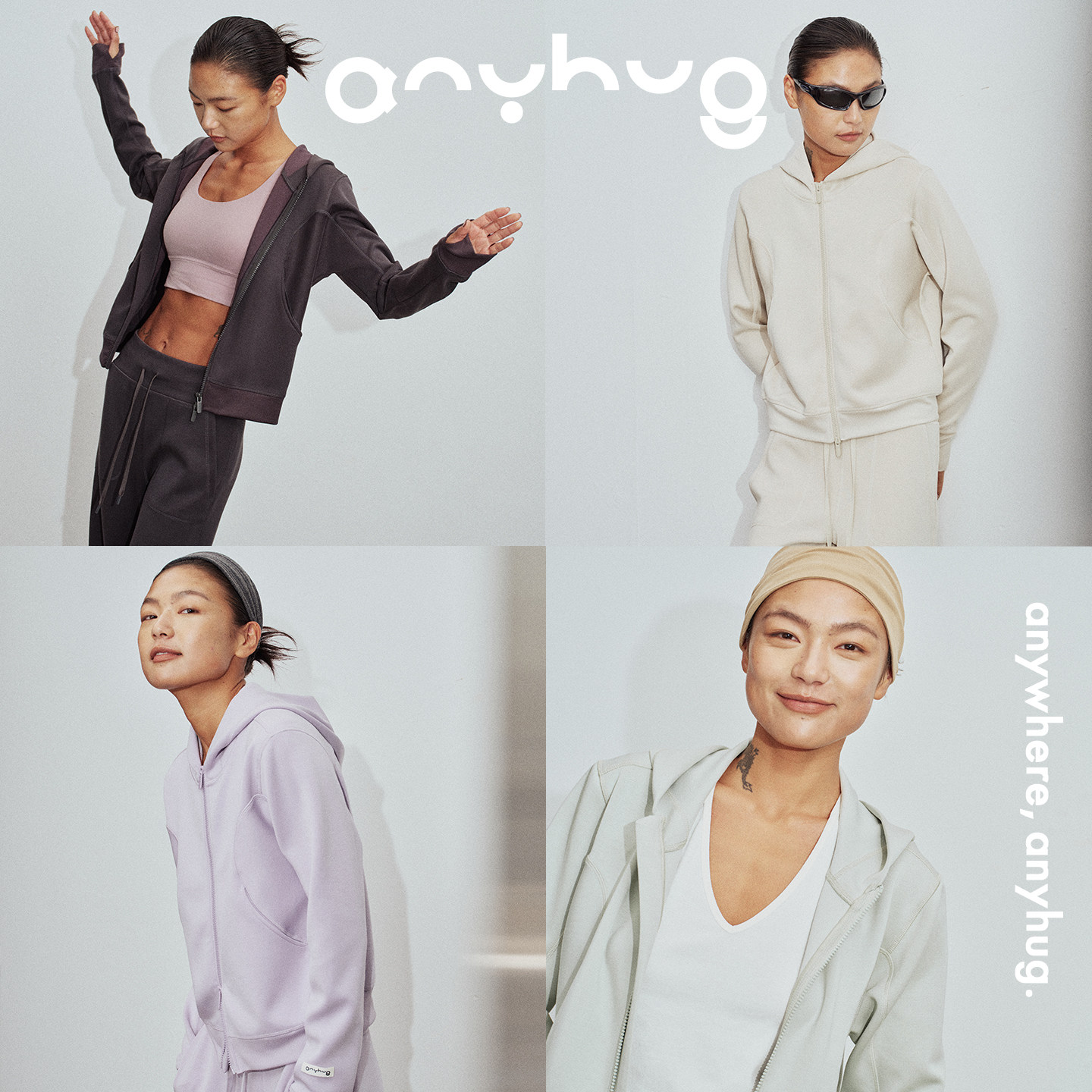 AnyHug 裸感休闲外套女春夏新款百搭外搭通勤运动连帽拉链上衣