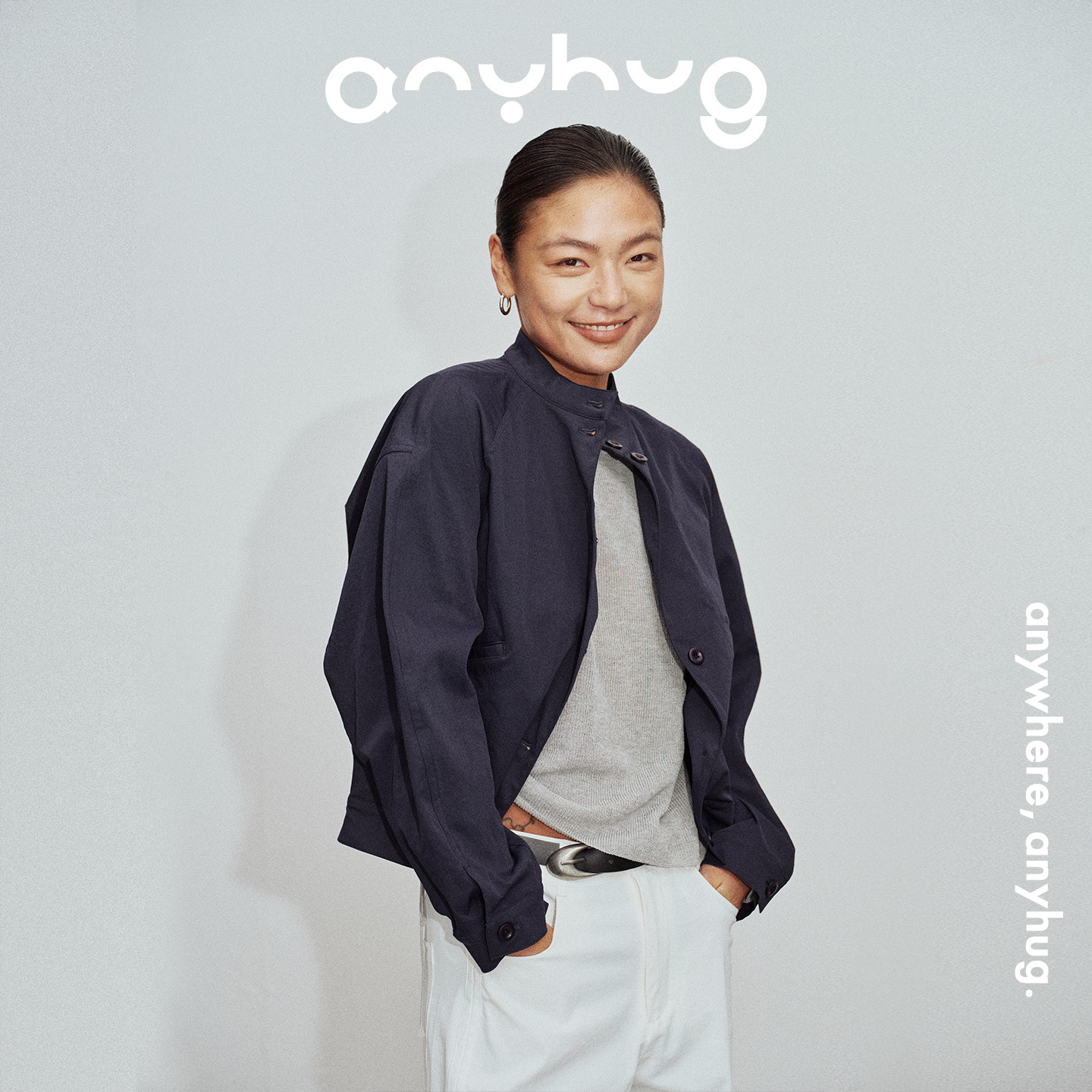 AnyHug 手熨平抗皱立领夹克外套女秋冬款超态棉百搭工装短款上衣
