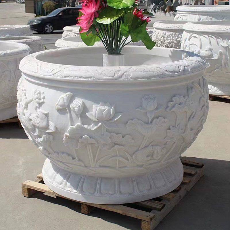 石雕汉白玉青石鱼缸花盆荷花庭院户外别墅石头门海石缸养鱼摆件,家居饰品,石雕,淘宝优惠券,粉丝福利购,淘宝优惠卷