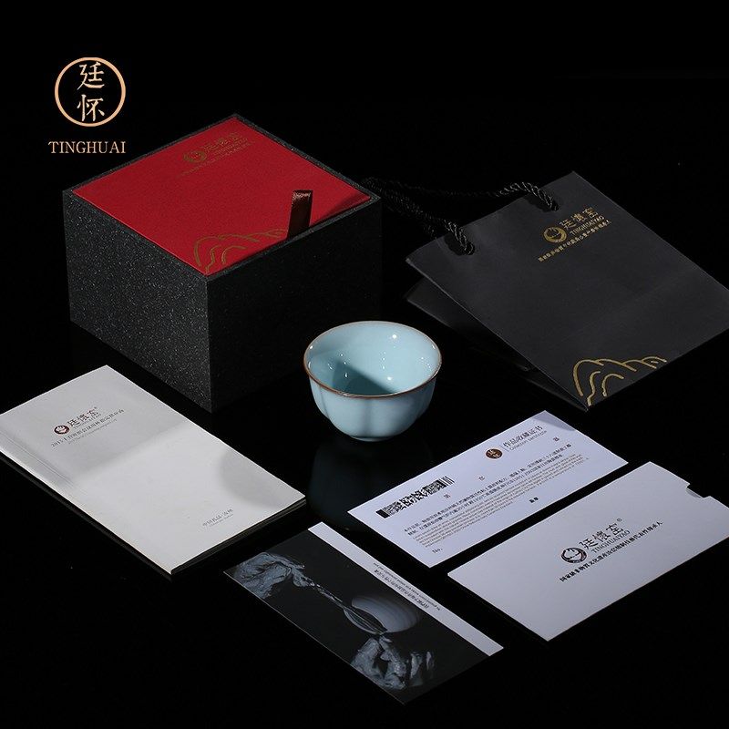 廷怀窑 汝窑茶杯 陶瓷功夫茶杯品茗杯主人杯单杯汝州汝瓷葵口杯,餐饮具,茶杯,淘宝优惠券,粉丝福利购,淘宝优惠卷