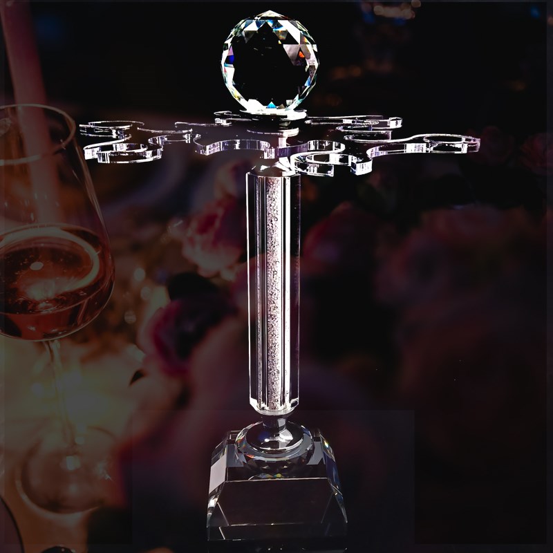 创意个性收纳k9水晶倒挂香槟红酒杯架酒柜装饰摆件用品酒吧展示物