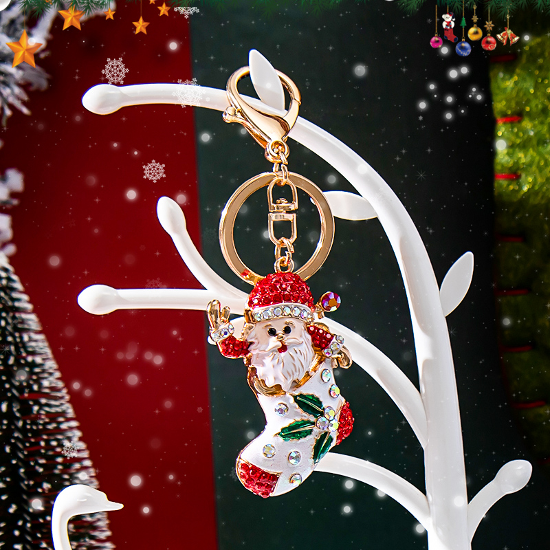 圣诞老人袜子树许愿创意钥匙扣挂件情侣平安夜圣诞节礼物定制送礼