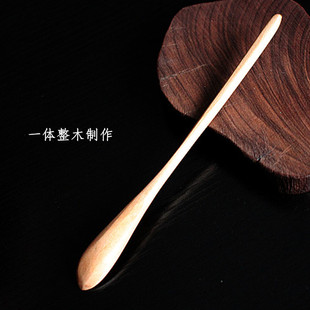 圆柄小木勺子长柄搅拌勺咖啡勺奶粉搅拌棒木质调料勺蜂蜜勺甜品勺