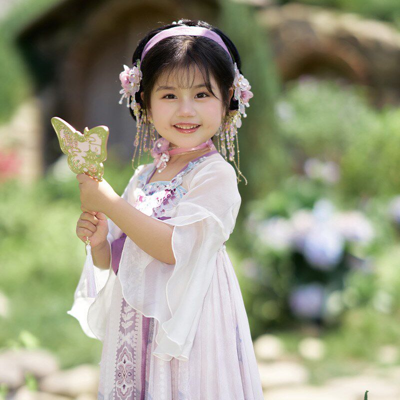 十三余童装[月影花朝]汉服女童2024新款古风连衣裙夏装儿童演出服