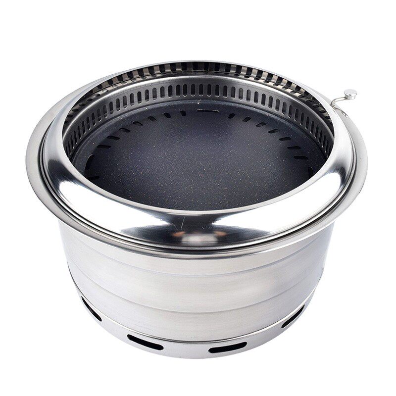 韩式碳烤炉商用大号下排烟炭火烤肉炉不锈钢圆形地排烟日式烧烤炉