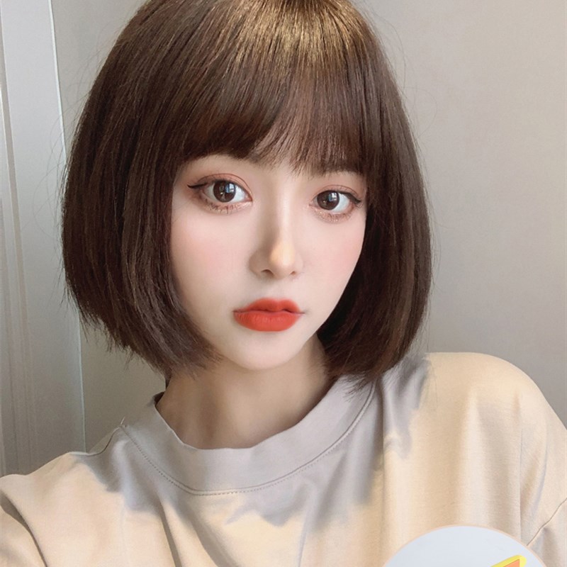 小函真发波波头假发减龄短发造型假发套女真人发丝初恋少女圆脸全