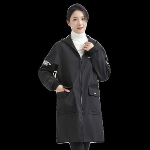 冬季罩衣女大人时尚加绒厨房围裙有袖加厚防水防污防脏工作服男款
