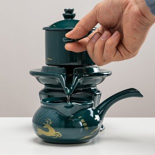 简约家用客厅会客自动石磨茶壶功夫茶杯陶瓷泡茶神器 懒人茶具套装
