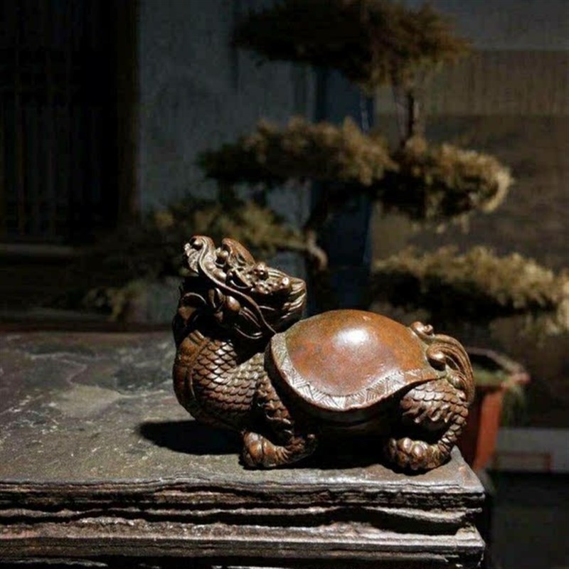 精致铜龙龟纯铜实心动物小摆件仿古小铜器饰品铜乌龟铜茶宠手把件