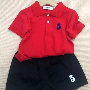 校服上衣 儿童白色夏季 翻领短袖 polo衫 纯棉休闲中小学生幼儿园套装