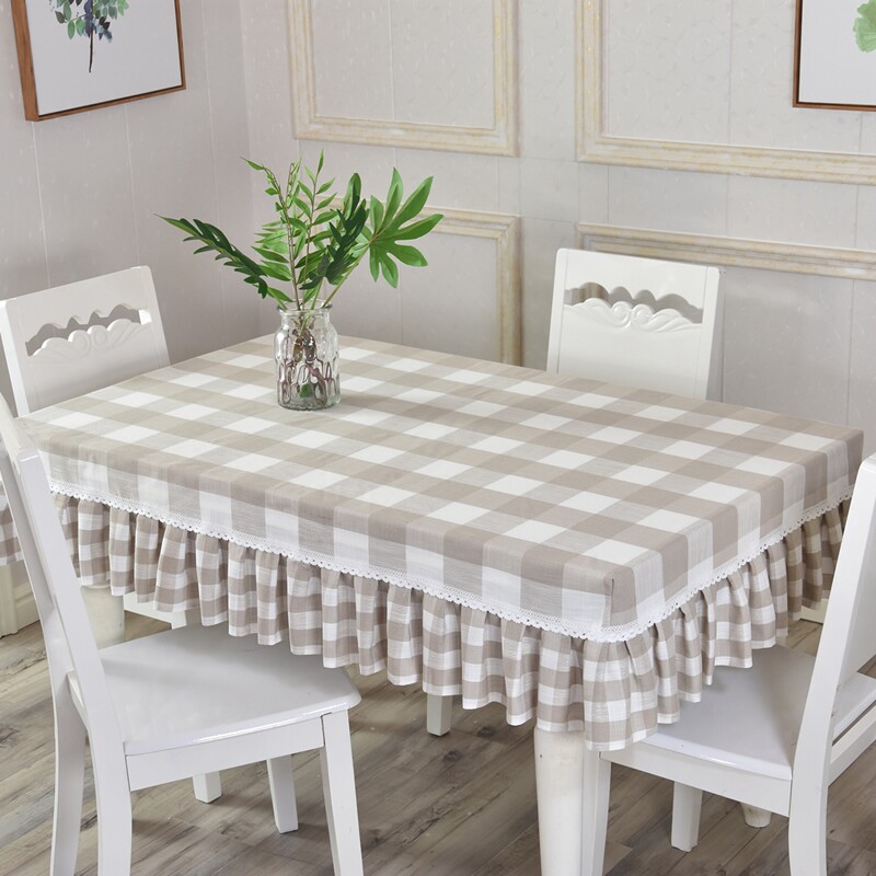 黑白格子电炉罩客厅超大餐桌围裙电套防尘罩布台简约包桌饭桌方巾