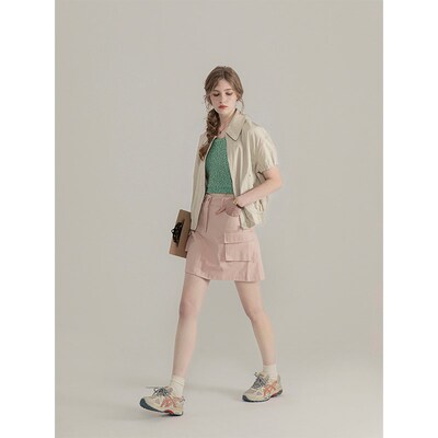 三十三【About pink】粉色a字高腰半身裙女夏季新款设计感短裙子