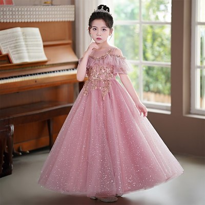 六一新款女童礼服小女孩生日儿童高端公主裙主持人钢琴演出服夏季