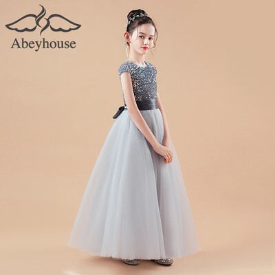 儿童长款钢琴演出服女童高端大提琴演奏礼服裙女孩十岁生日公主裙